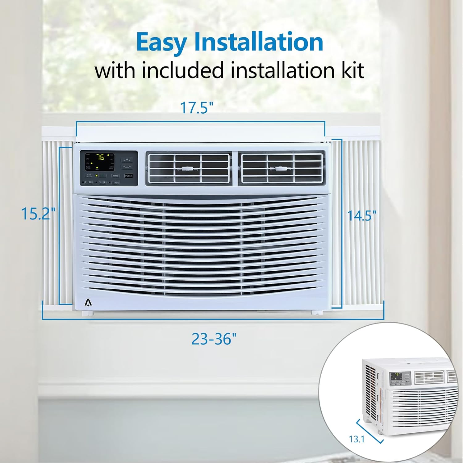 Window Air Conditioner 12000 BTU, Cools Up to 550 Sq. Ft, 3 Cooling & Fan Speeds, Energy Efficient, Ac Window Unit for Living Room, Home Office, Bedroom