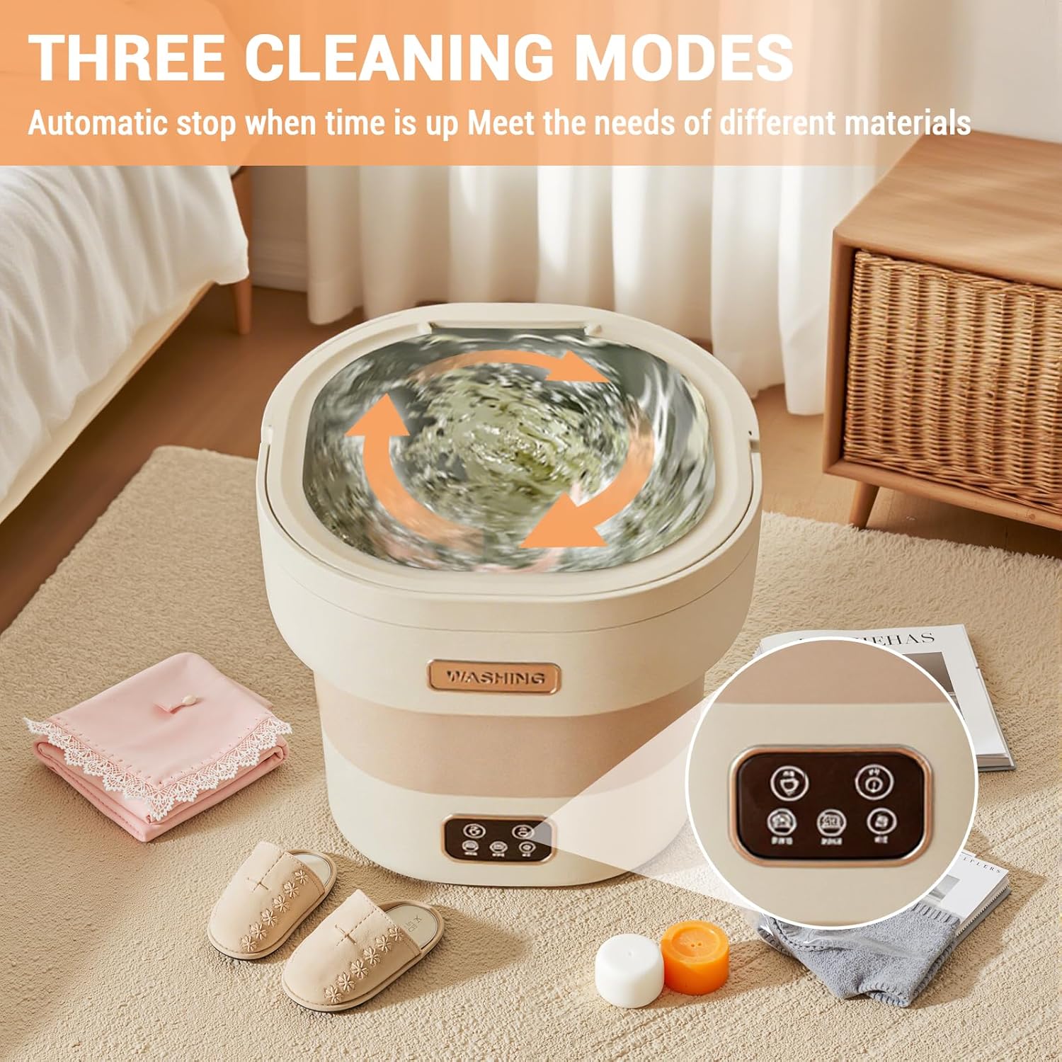 Portable Washing Machine, Mini Washer 12L Upgraded Large Capacity Foldable Washer Deep Cleaning of Underwear Small Baby Clothes Suitable for Apartments Dormitories Hotels