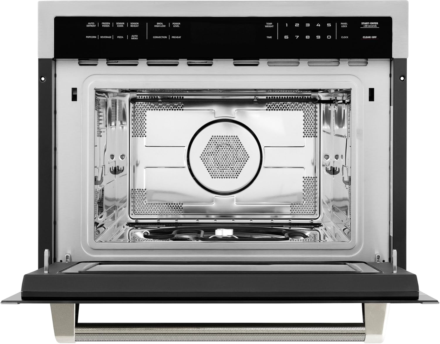 ZLINE Autograph Edition 24 in. 1.6 cu ft. Built-in Convection Microwave Oven in Stainless Steel and Polished Nickel Helix Handle (MWOZ-24-KPN)