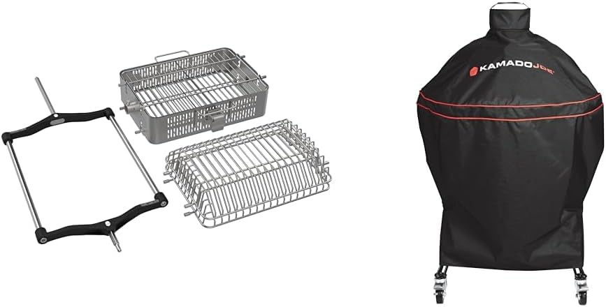 Kamado Joe JoeTisserie Basket Kit with Flat and Tumbler Baskets for Classic and Big Joe Grills and Big Joe Grill Cover
