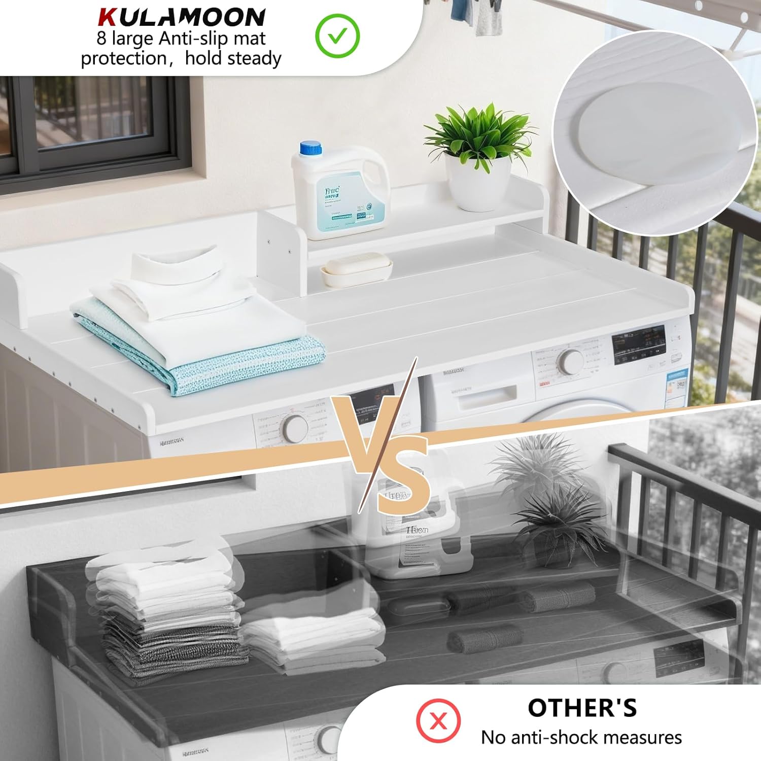 Washer and Dryer Countertop with Shelf, HDPE 2-Tier Laundry Countertop, 54