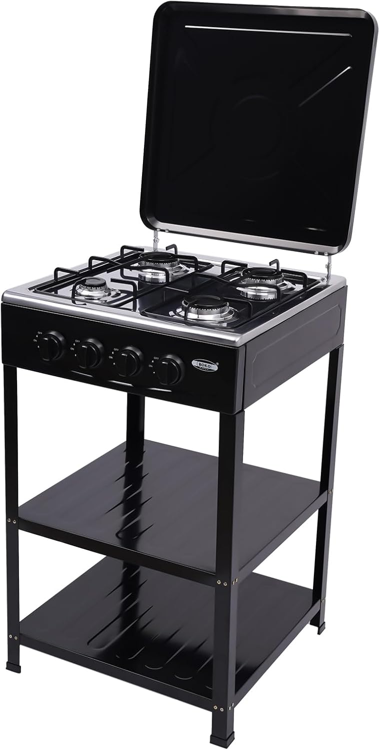 4 Burner Gas Stove Camp Stove 300000 Btu Portable Propane Stove with 2 Tier Storage Rack and Wind Shield,Multifunction Cooker BBQ Grill for Indoor,Outdoor