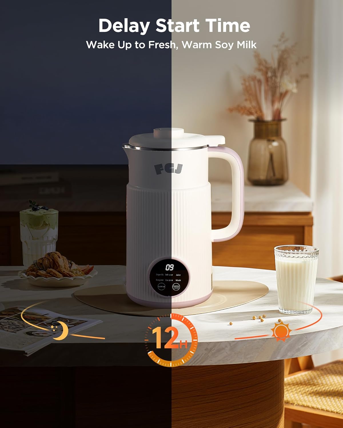 Nut Milk Maker Machine 28OZ, 6 in 1 Soy Milk Maker Blender, Stainless Steel Blenders for Oat, Almond, Plant Based Milk, Automatic Soybean Machine With Delay Start/Keep Warm/Boil Water/Self-Cleaning