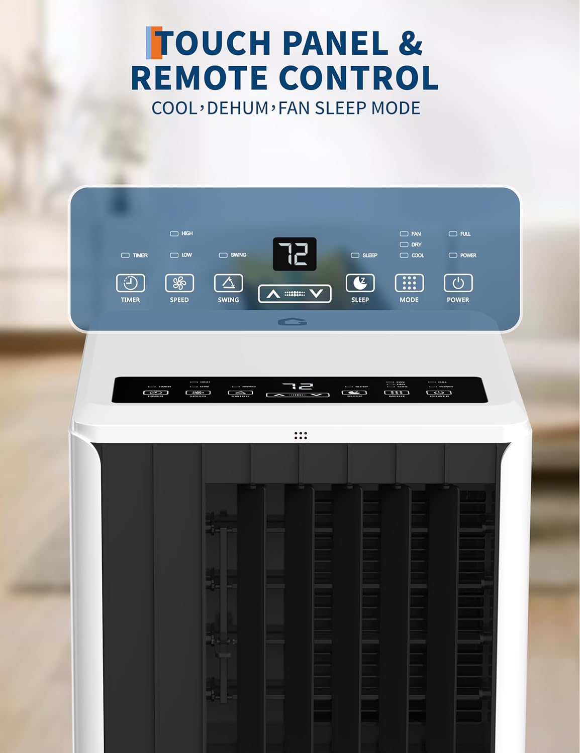 8000 BTU Portable Air Conditioner, 3-In-1 AC Unit with Cooling, Fan, Dehumidifier, Remote Control, Quiet Operation, Sleep Mode, for Small Rooms, Apartments, Window Kit Installation, White and Black