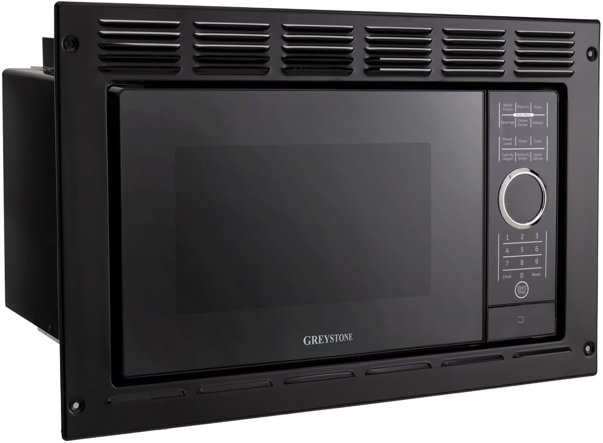 RecPro RV Microwave | .9 cubic ft Black Microwave with Trim Kit | 900 Watt (RPM-5-BLK) | Direct Replacement for Greystone