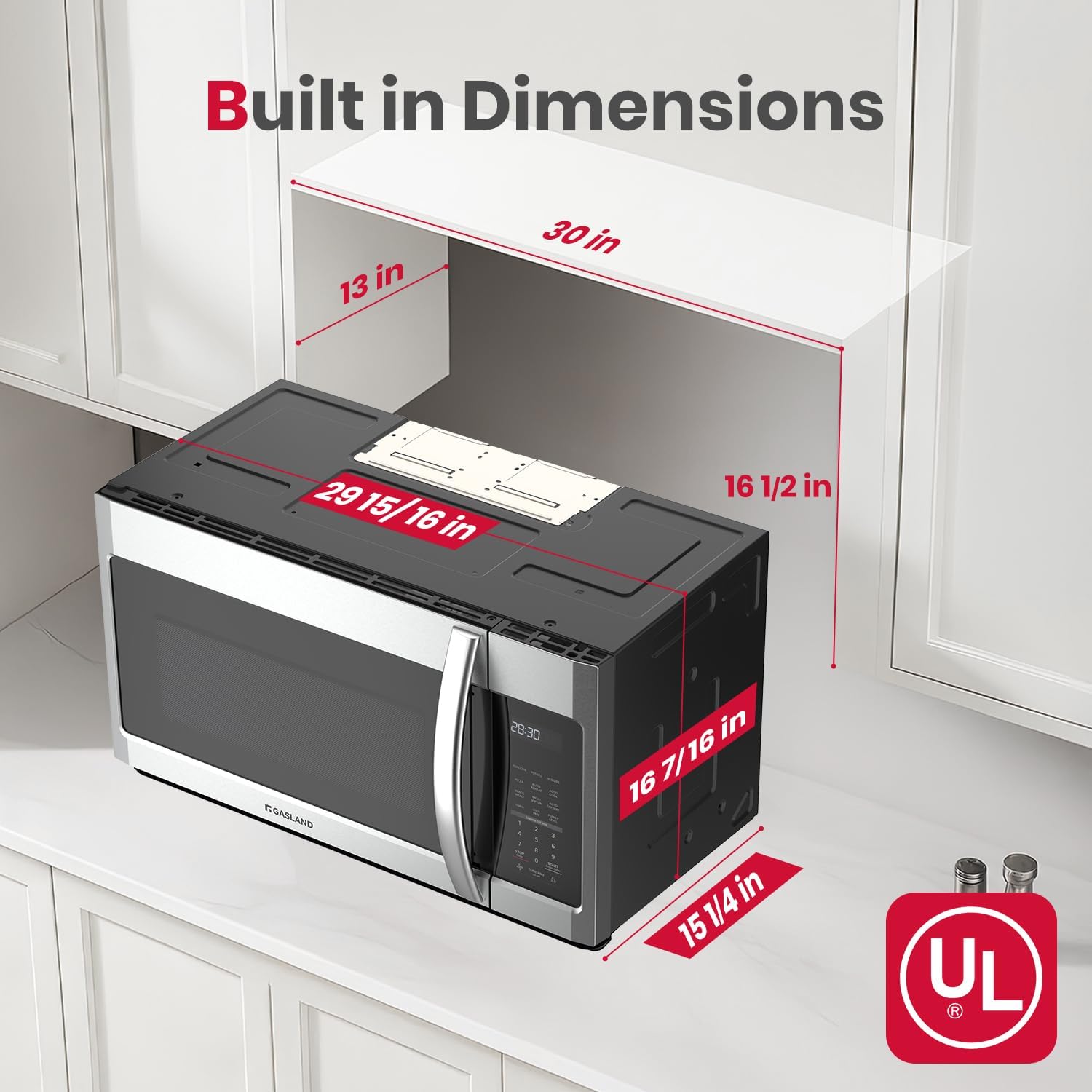 GASLAND 30 Inch Over the Range Microwave Oven, 1.9 Cu.ft. Above Stove Microwave, 11 Power Levels, One Touch Cooking, 400 CFM,1000W, LED, Turntable, Sensor Cook, Over Stove Microwave, Stainless Steel