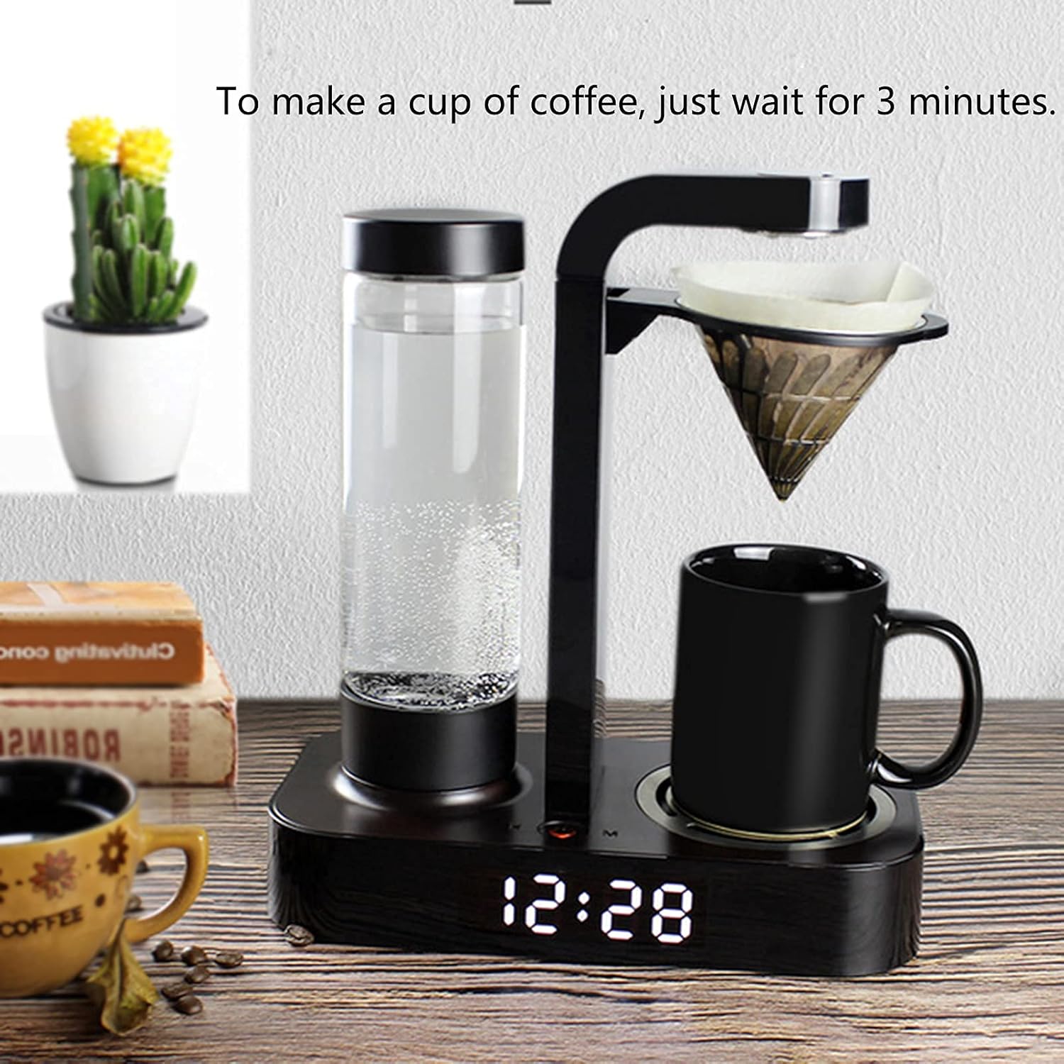 0.5L Drip Coffee Machine with Electric Clock, Manual American Coffee and Tea Brewing Machine for Small Kitchen Appliances