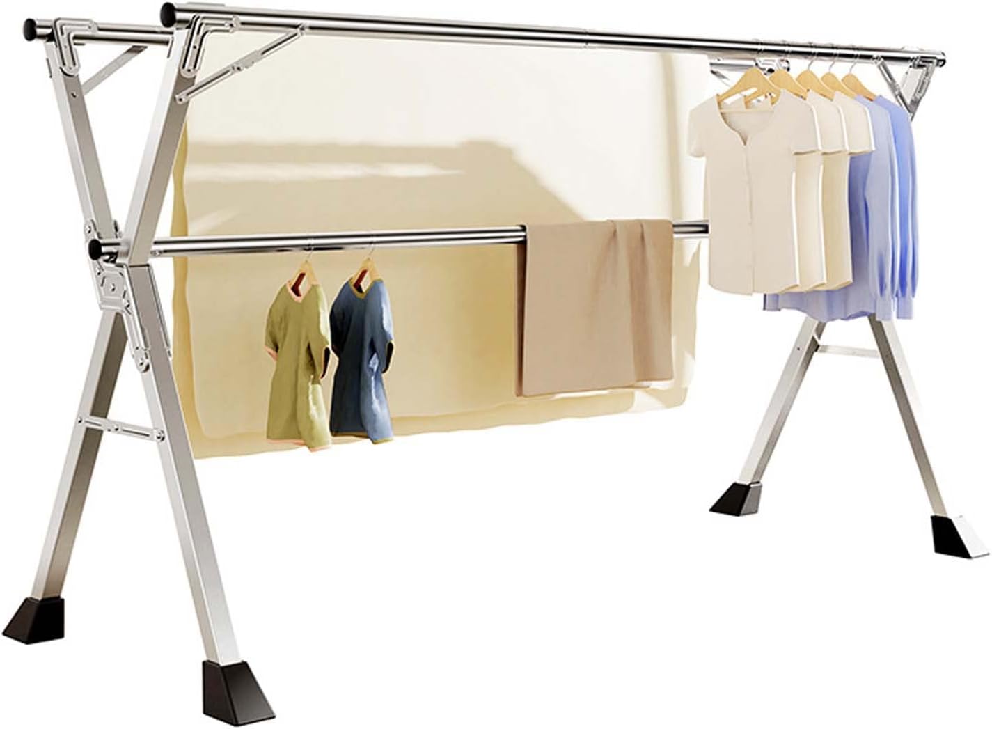 240cm Heavy Clothes Drying Rack, Foldable Laundry Drying Rack, Clothes Drying Rack for Clothes Hanging, Expandable Clothes Dryer Rack, Clothes Rack