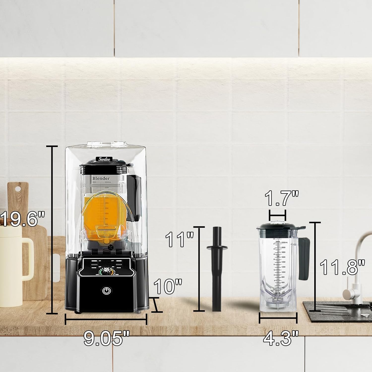 Commercial Blender for Smoothies With Quiet Shield, 2.5HP Motor, Stainless Steel Blade, 80oz Pitcher for Shakes, Smoothies, Ice Crushing, Frozen Drinks, 15 Speeds, Self-Cleaning, Black