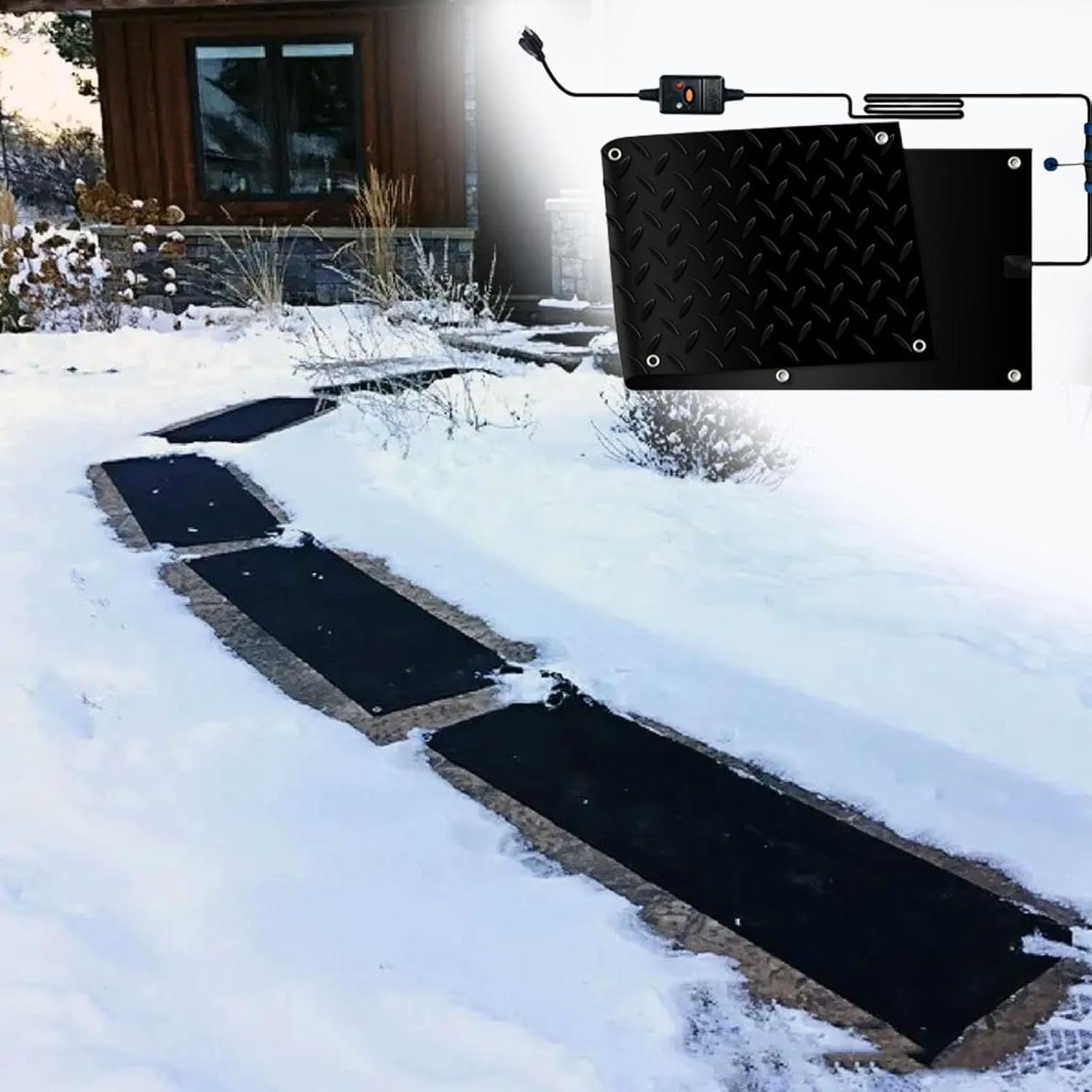 Heated Snow Melting Mats, Home Snow Melting Heater, Anti-slip, Anti-freeze, Anti-snow, Winter Outdoor Use Anti-slip Stair Mats for Concrete Walkways, Driveways, Sidewalks and Outdoor Stairs(50x200cm/2