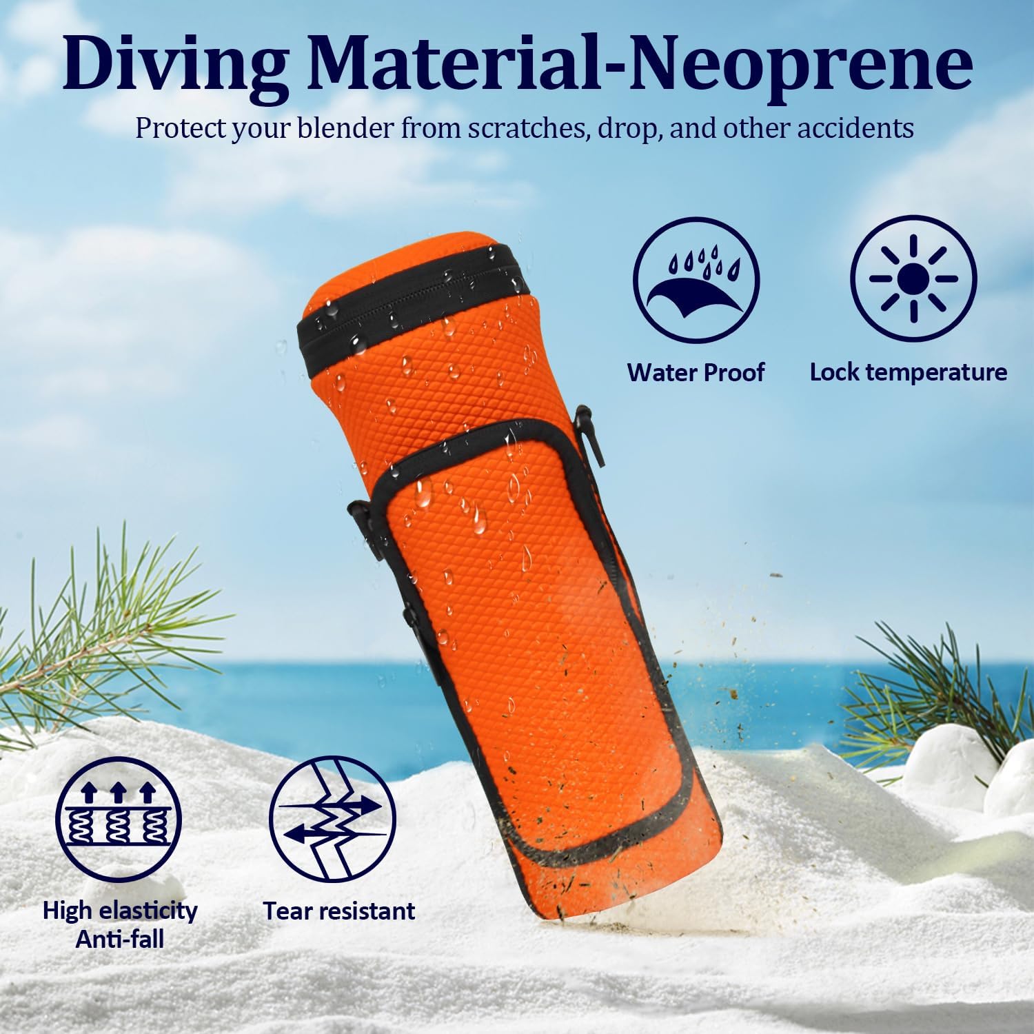 Portable Blender Carrying Bag Case with Lid for Ninja BC151 Blast Portable Blender, Storage Sleeve Bag with Adjustable Crossbody Strap and Pocket (Orange)