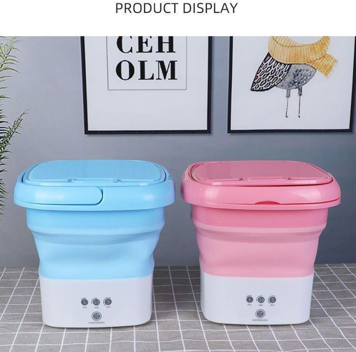 Portable Mini Washing Machine with Drainage Basket Foldable Washing Machine Half Automatic Small Washer with Washboard for Laundry for Apartment Dorm Camping or RV