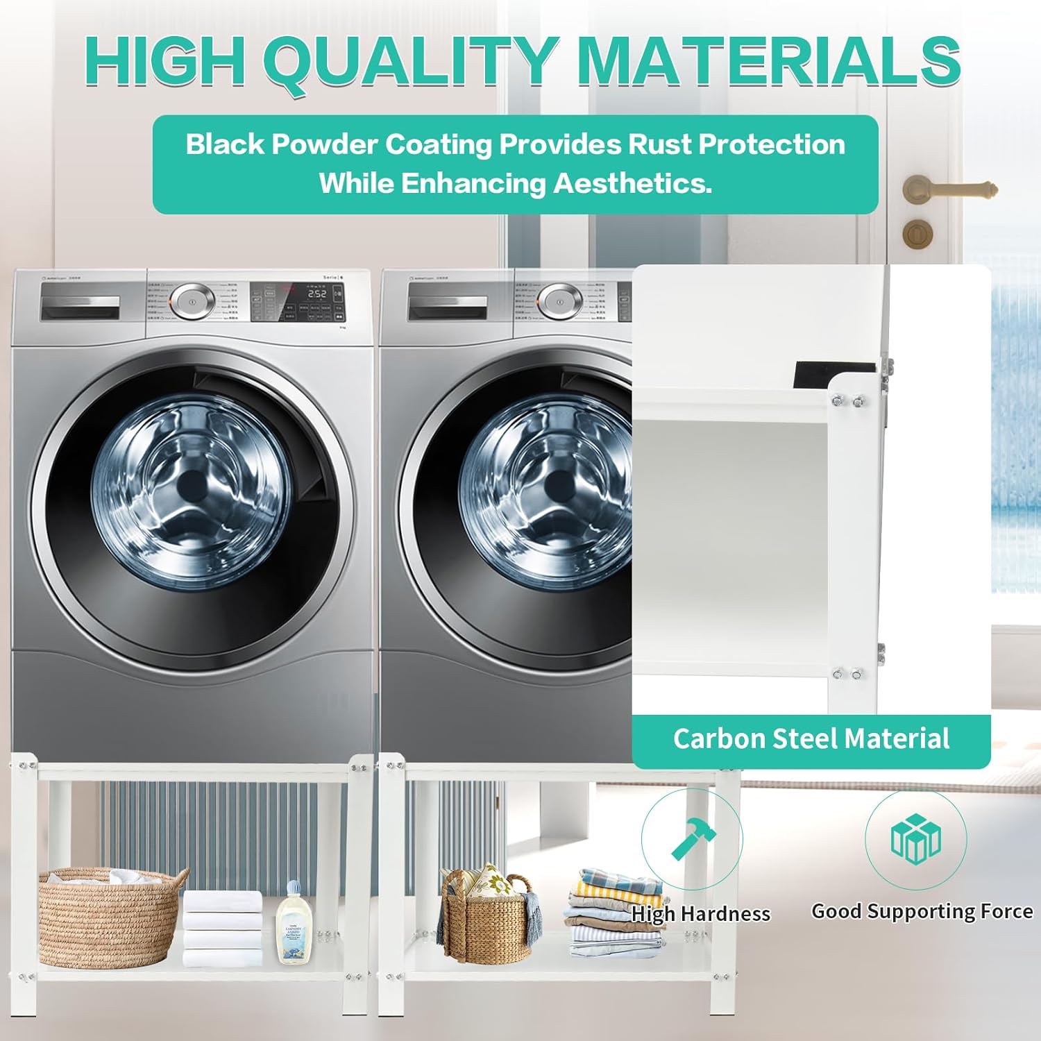 Universal Laundry Pedestal for Washer and Dryer Stand W28''xD28''xH20'' Dryer Pedestals Set of 2 700lbs Load Capacity Washing Machine Pedestal Heavy Duty Washer Pedestal for Washer and Dryer