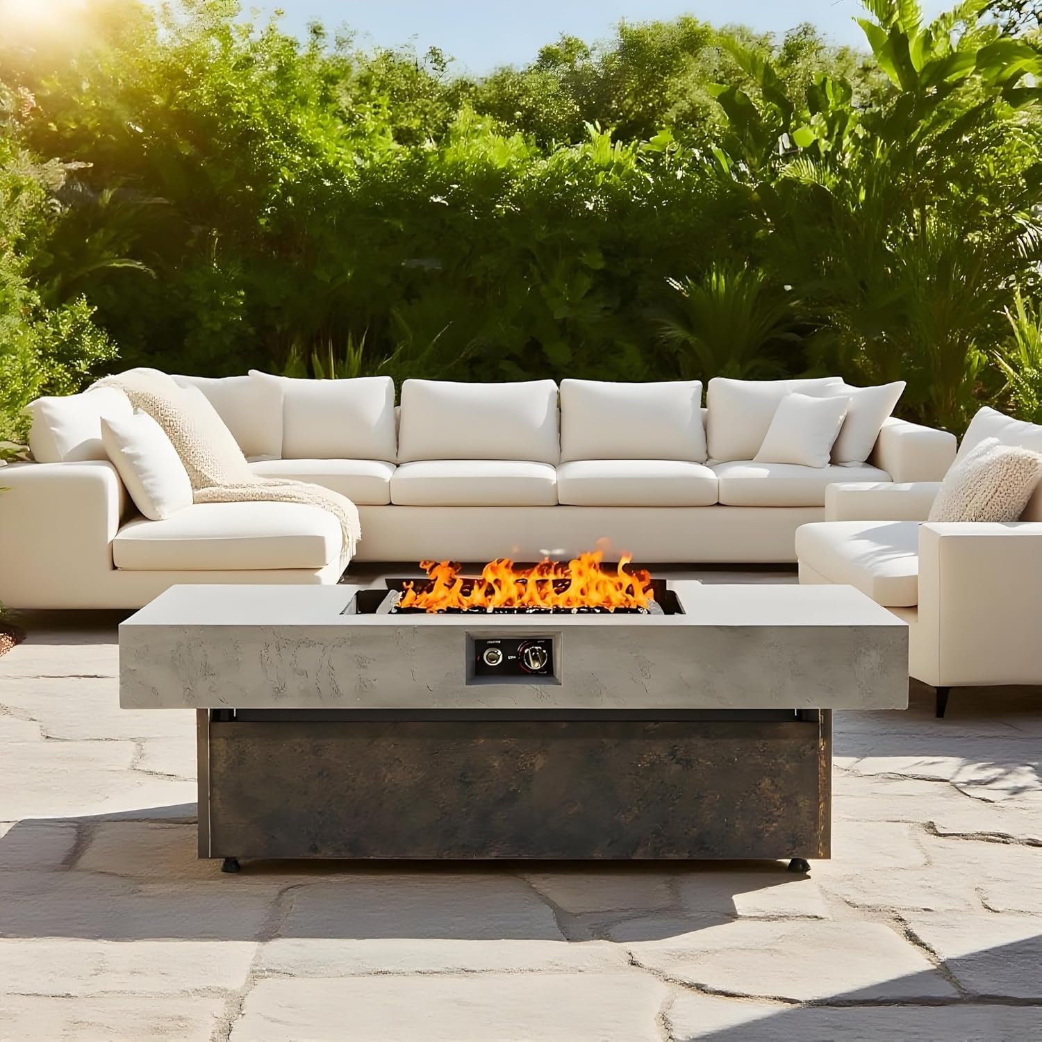 Tabletop Propane Fire Pits, 50,000 BTU Outdoor Firepit Table, Suitable for Outdoor, Patio, Balcony, Three Height Options