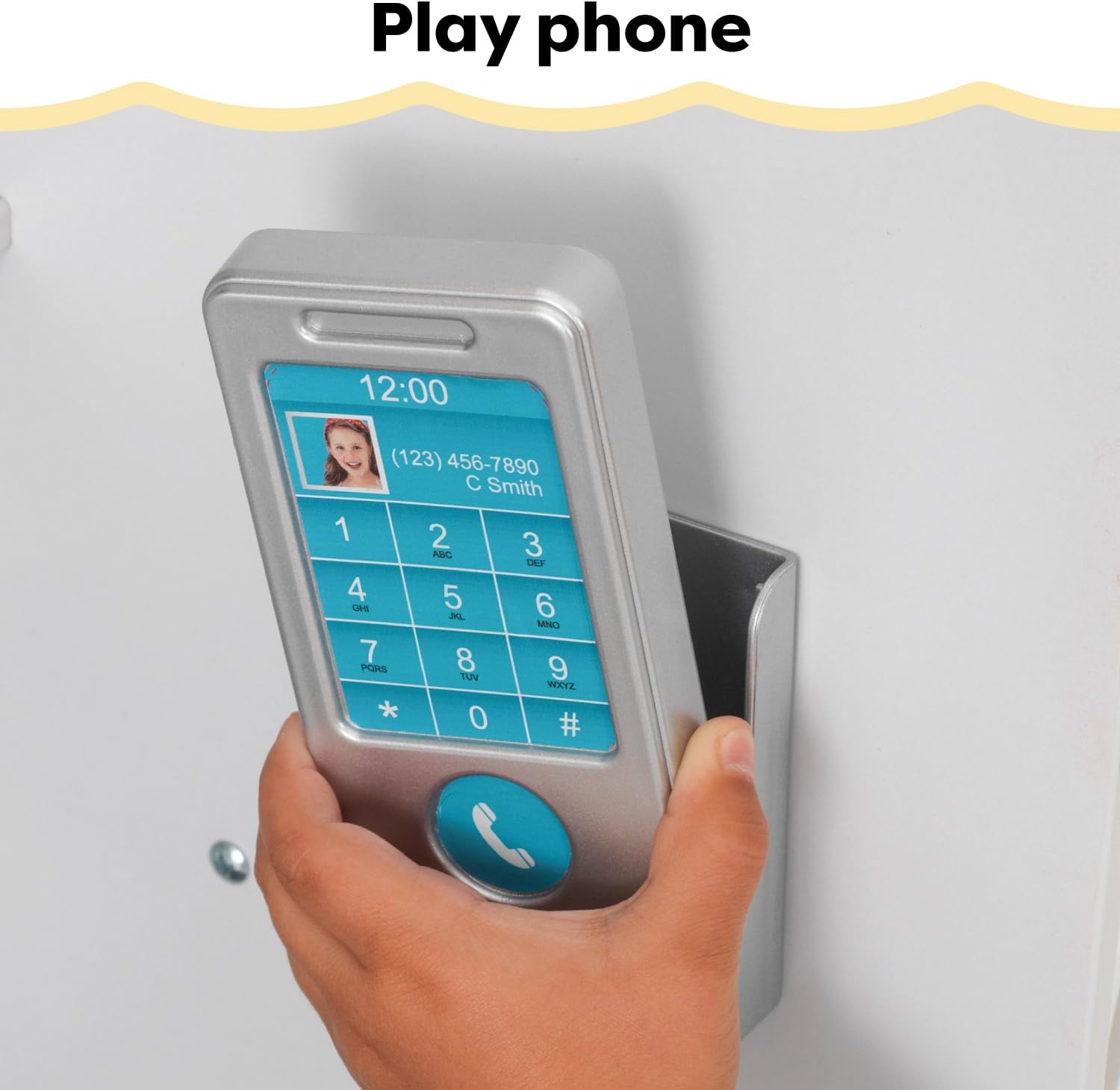 KidKraft Large Wooden Play Kitchen with Lights & Sounds, Icemaker, Play Phone, White, Gift for Ages 3+