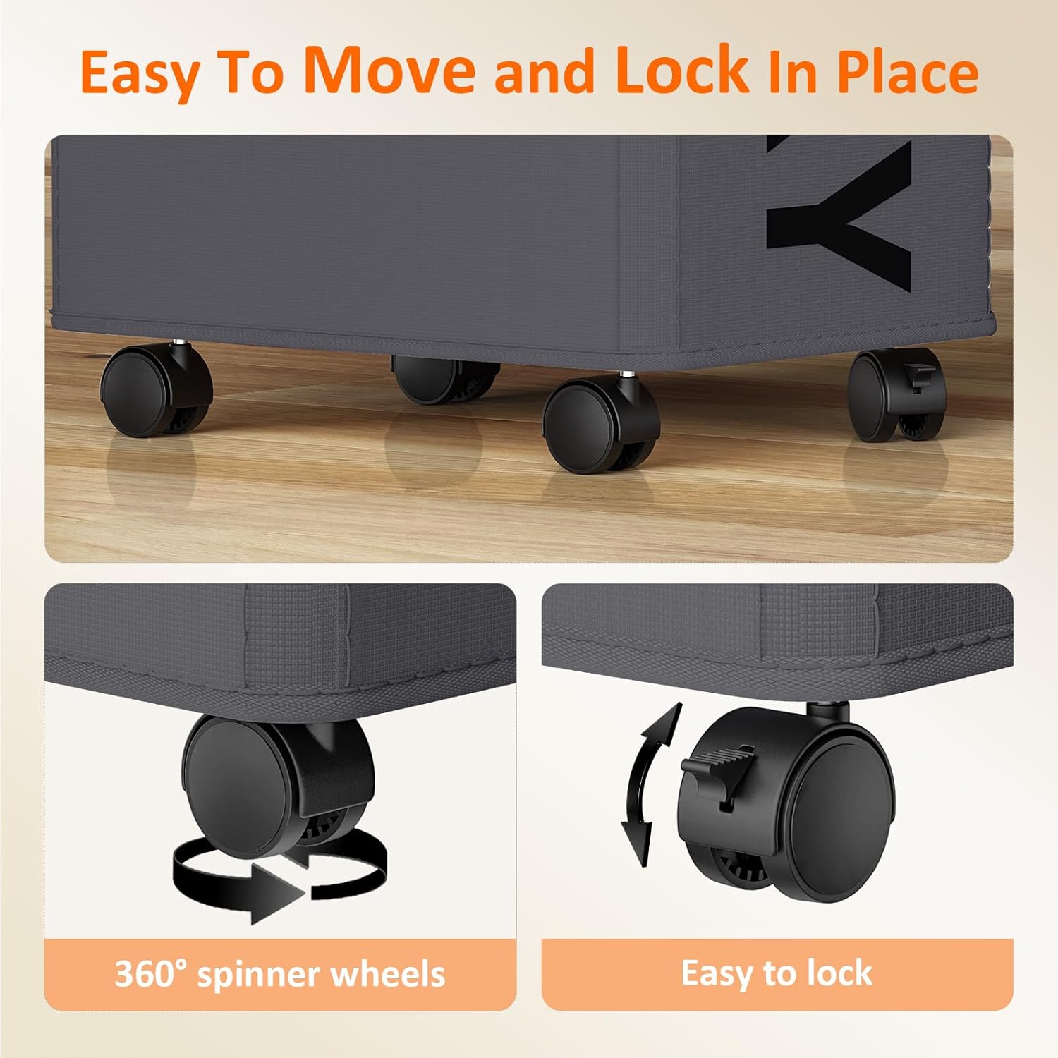 2 Pack Laundry Basket with Wheels, 90L Rolling Laundry Hamper with Wheels, Large Clothes Hamper on Wheel with Removable Mesh Bag for Bedroom, Dorm