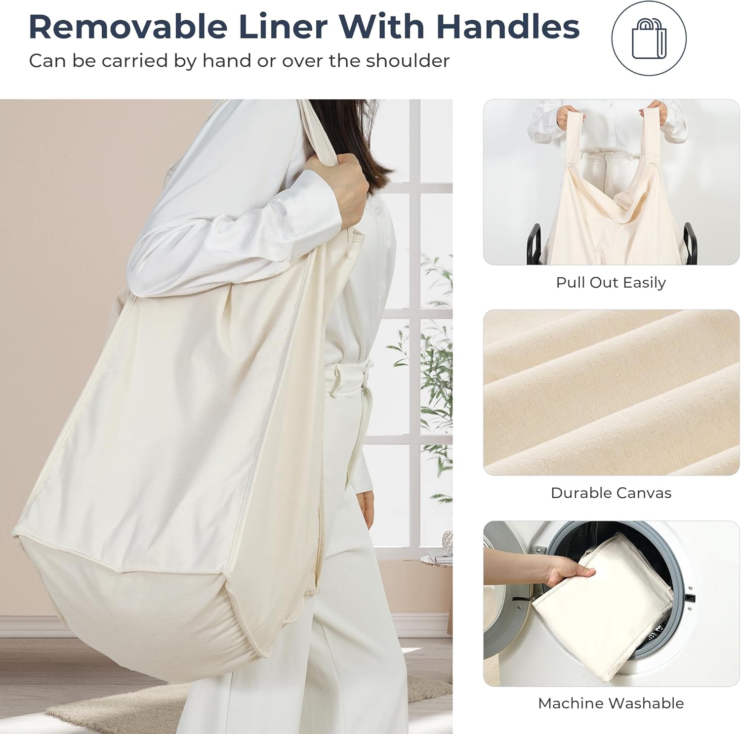 STO STO Laundry Hamper, 90L Rolling Laundry Sorter Cart with Removable and Washable Liner Bag, Clothes Hamper with Wheels and Metal Handle for Laundry Room and Bedroom