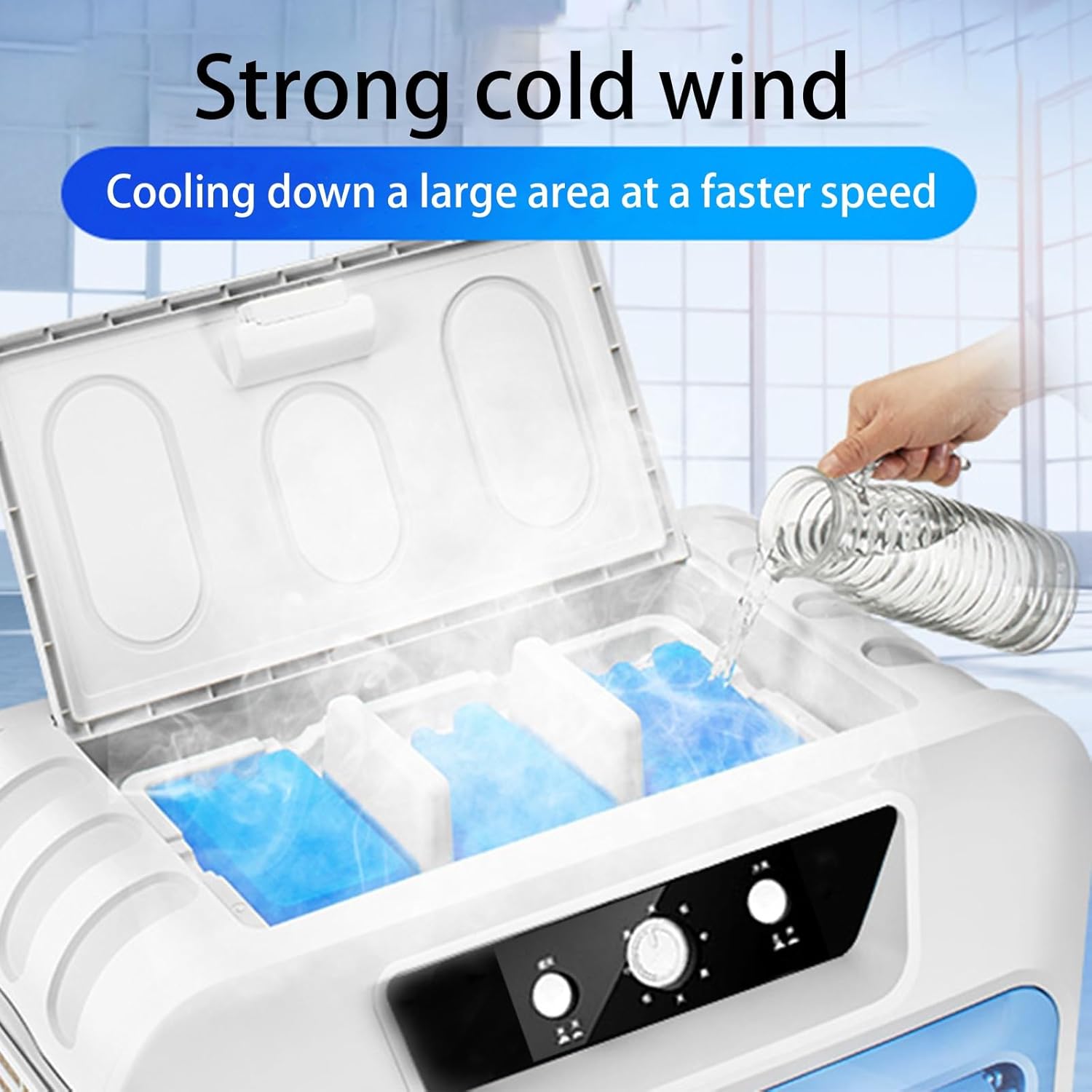 Windowless Air Conditioner, Evaporative Air Cooler with 8 Ice Packs and 90° Oscillation, 3 Speeds Swamp Cooler for Factory Home Office(80.5 * 53.5 * 160cm)