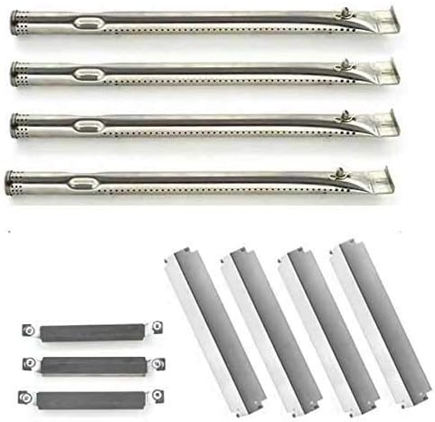 4 Pack Replacement Repair kit for Charbroil 463247310,463257010 Gas Grill Models - Crossover Tubes, 4 Stainless Steel Burners & 4 Heat Shields