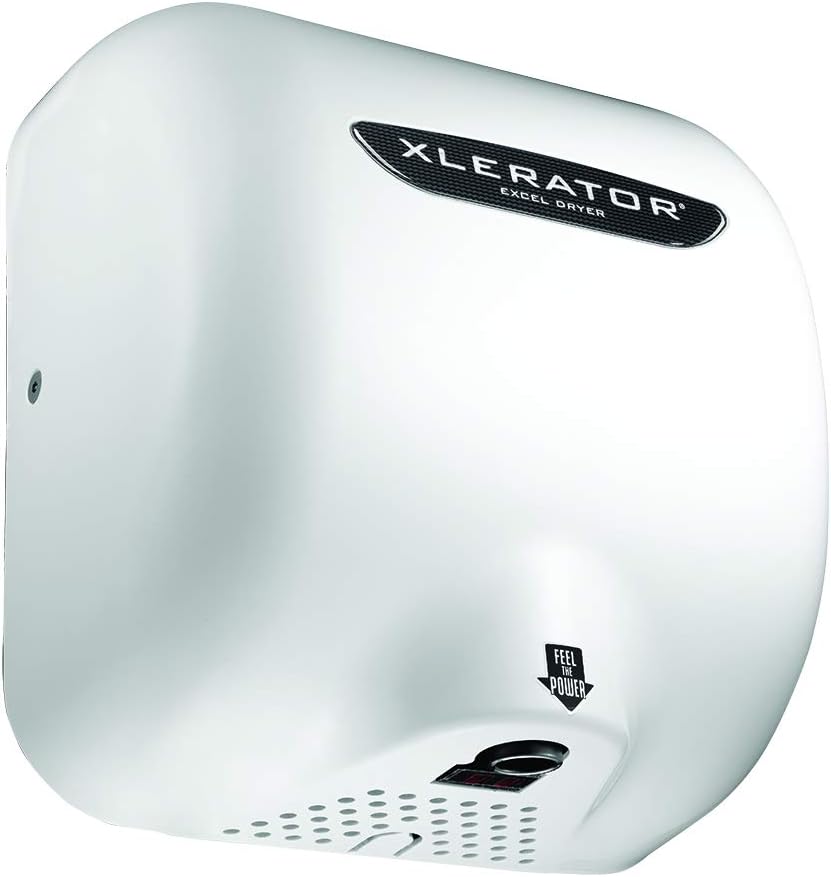 XLERATOR XL-BW Automatic High Speed Hand Dryer with White Thermoset (BMC)Cover and 1.1 Noise Reduction Nozzle, 12.5 A, 110/120 V