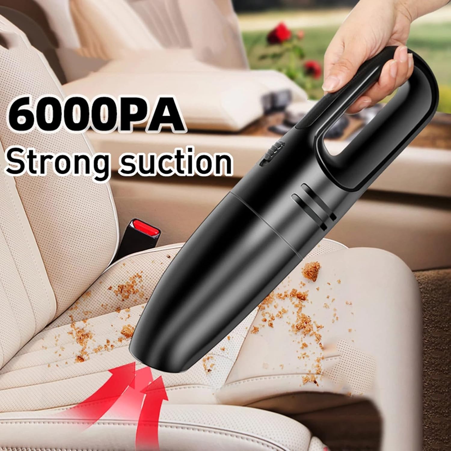 Car Vacuum Cleaner High Power 120W Portable Handheld Vacuum 16 Ft Cord for Car Interior Accessories Cleaning with Wet Or Dry,Gray