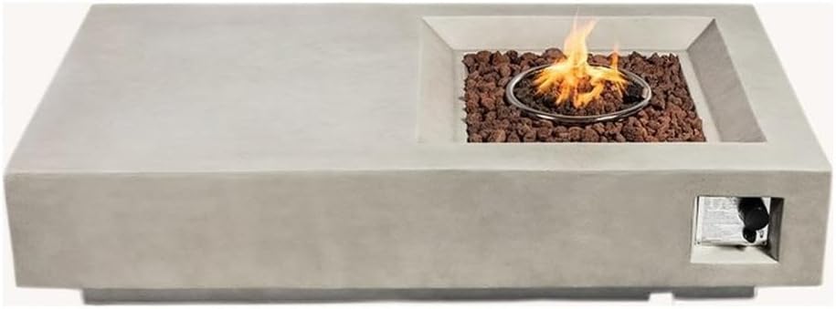 Direct Wicker Stainless Steel & Concrete Fire Pit Table with Burner in Gray