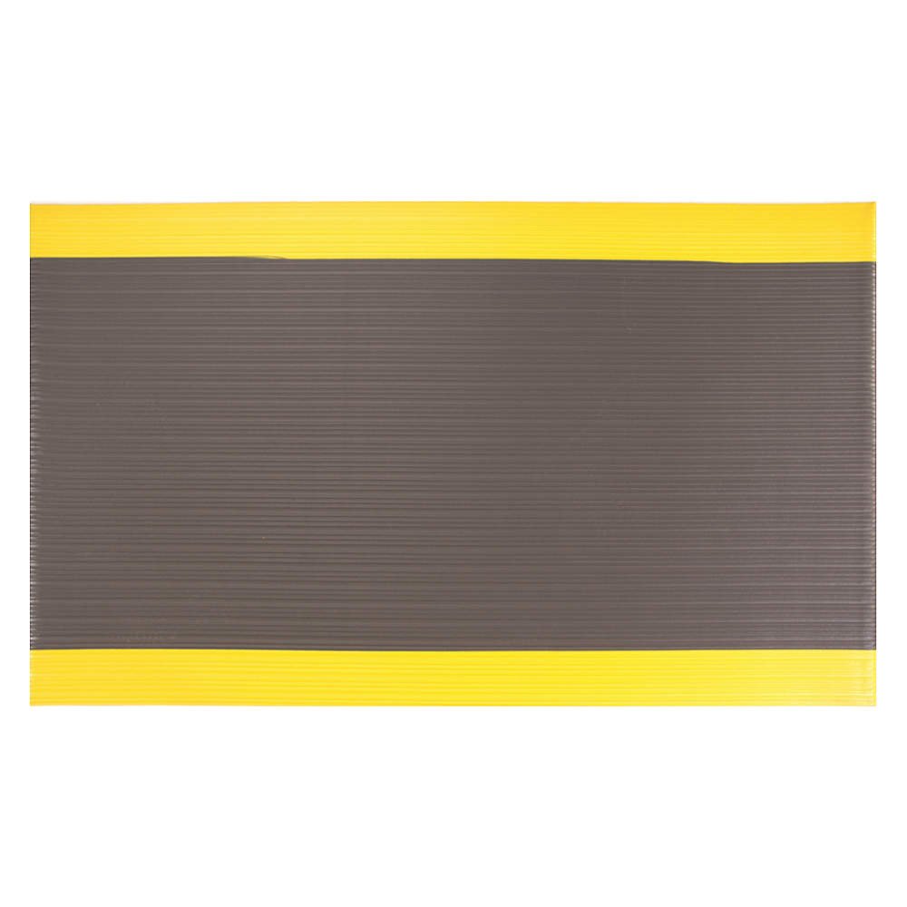 Antifatigue Mat, Black, YllwBrdr, 4ftx60ft