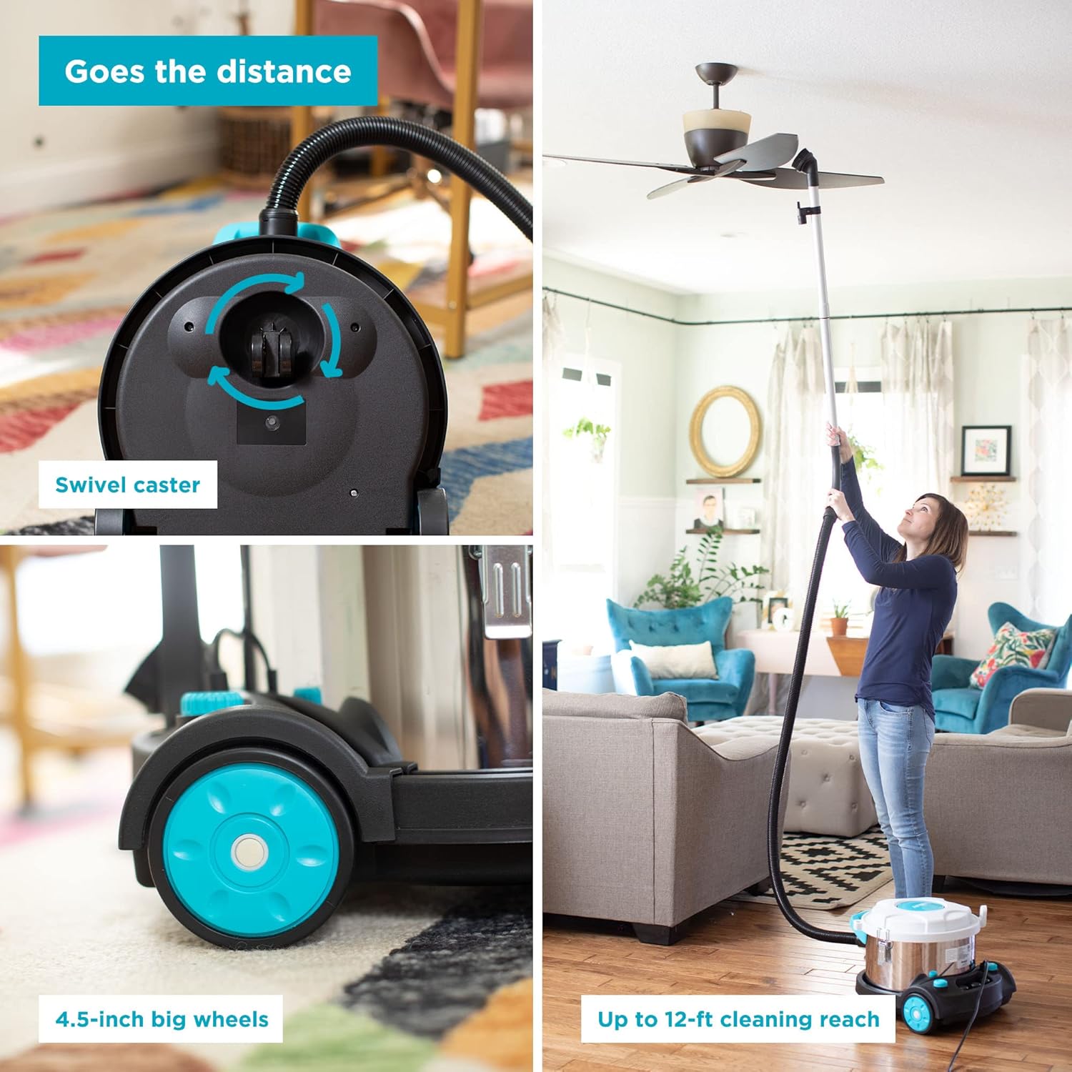 Simplicity Vacuums Brio Dry Canister Vacuum & Filter Set Bundle, Heavy Duty Vacuum Cleaner for Hardwood, Tile, Rugs & More with Extra HEPA Filter Media Set