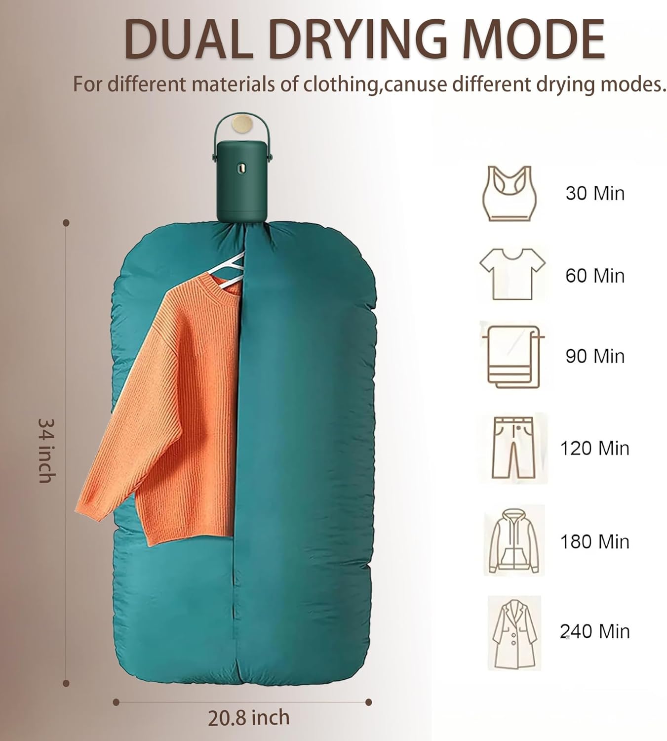 Portable Clothes Dryer, Mini Hanging Electric Laundry Dryer with Foldable Mini Drying Machine for Light Clothes, for Travel, Apartment, RV, Dorm,Convenient Fast Hanging Compact Clothes Dryer
