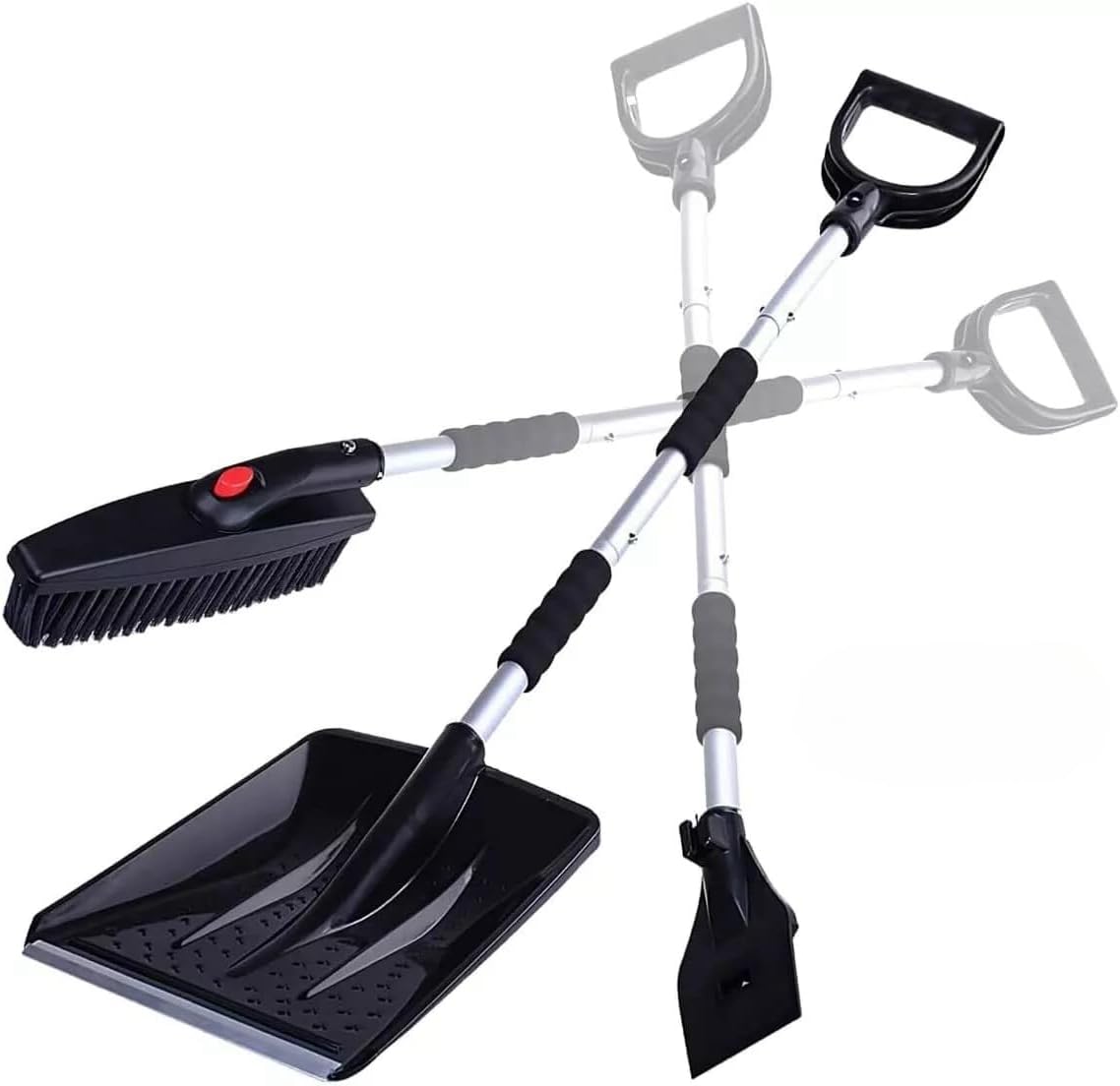 Snow Shovel Kit 3-in-1 Brush Ice Scraper Collapsible Removable,Replacement for Zone Tech OEM
