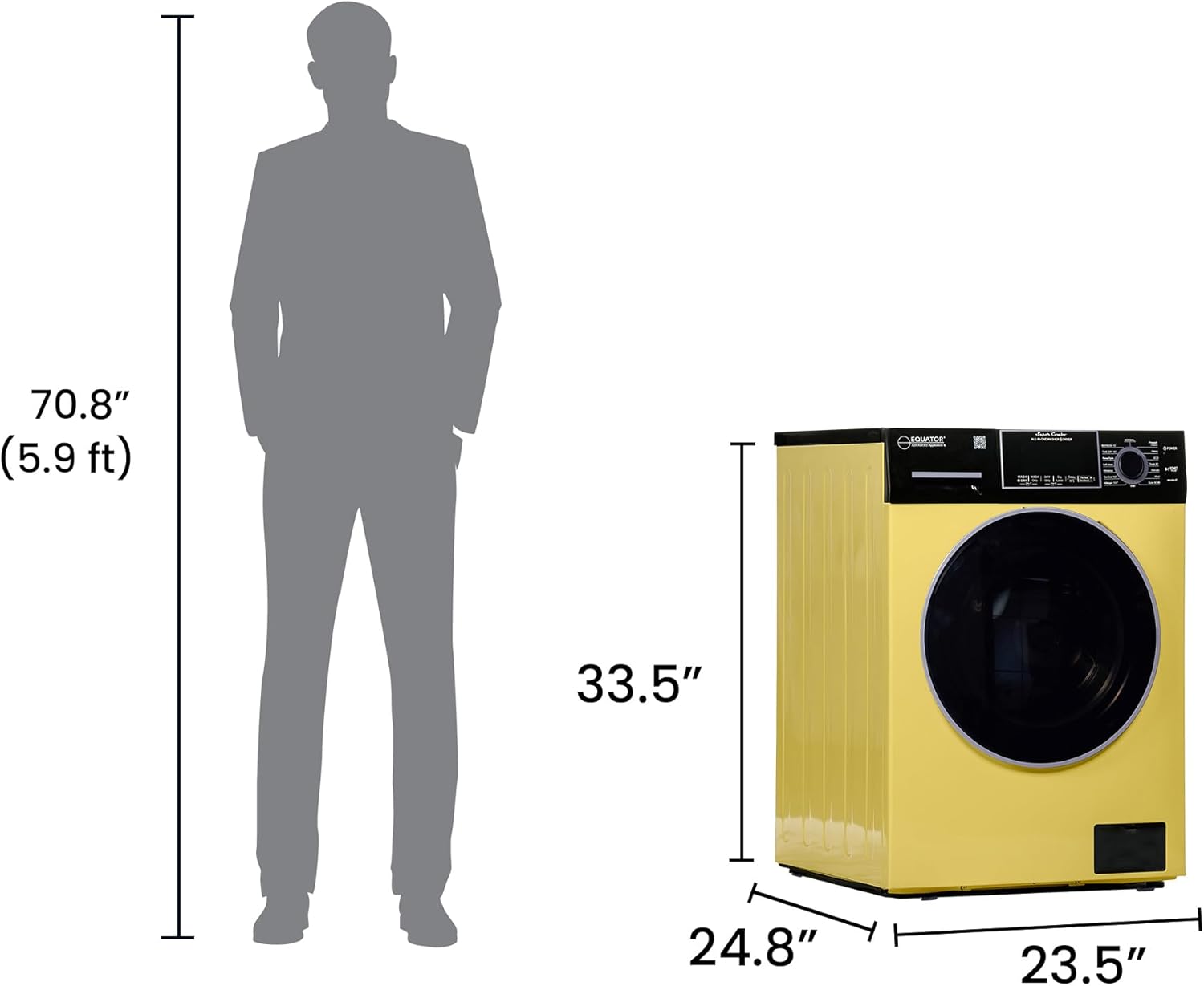 Equator All-In-One VENTED/VENTLESS Washer-Dryer 1.9cf/18lb 1400RPM 110V (Yellow/Black)