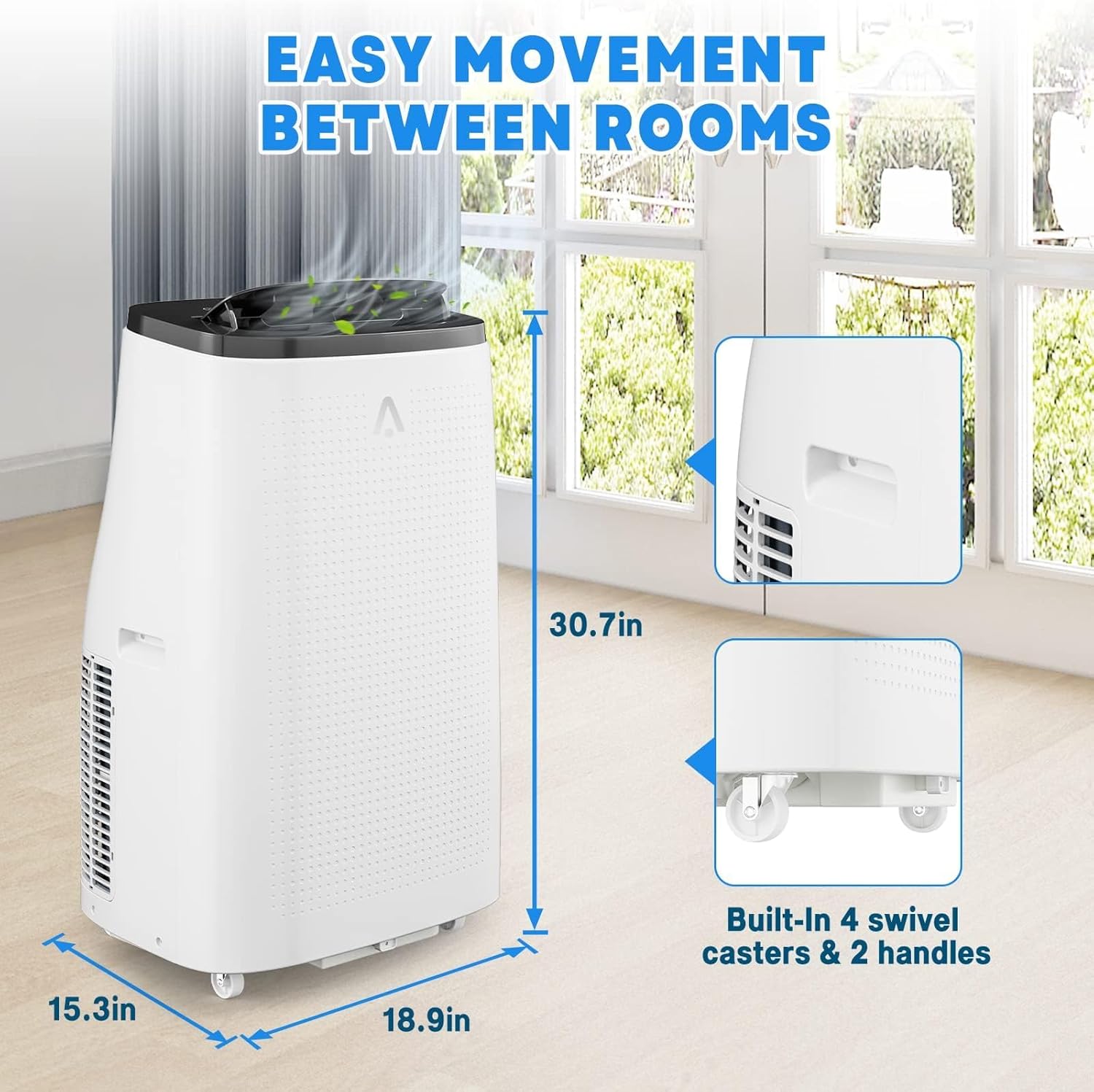 14000 BTU Portable Air Conditioner 3 - in - 1 Unit with Remote Control for Cooling 700 Sq.Ft Areas in Bedrooms, Living Rooms and Offices, Quiet Operation with Sleep Mode