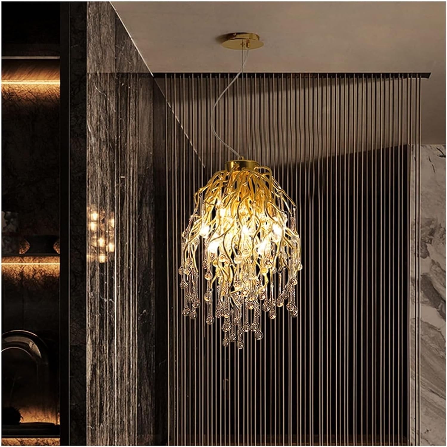 Crystal Chandelier Villa Large Luxury Ceiling Compatible with Living Room Hall Art Bedroom Decor Hanging Lamp,Household