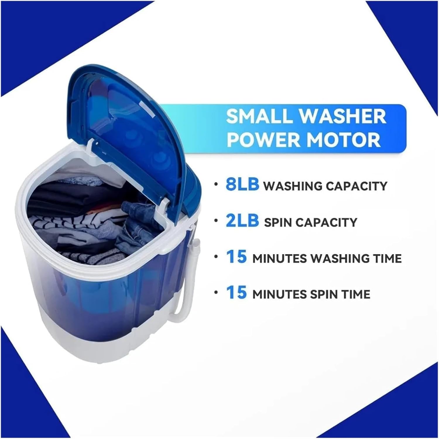 Portable Mini Washing Machine Washing Capacity Semi-Automatic Compact Washer Spinner Small Cloth Washer Laundry Appliances,for Travel,Camping, RV & Dorms