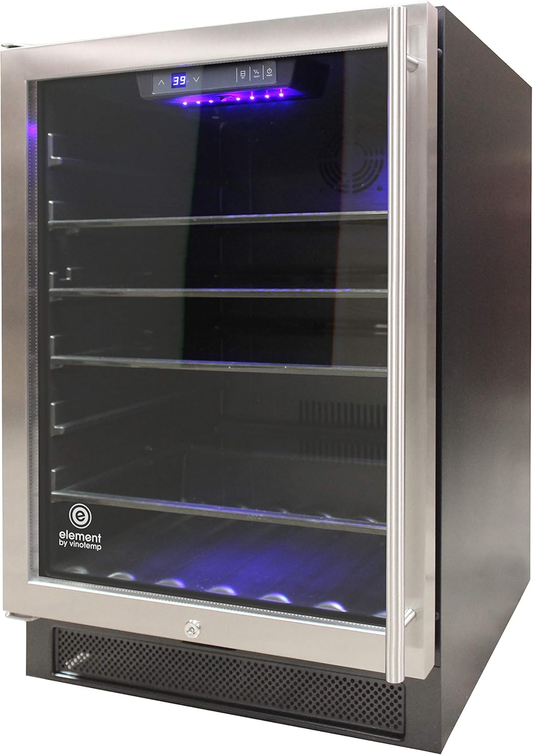 Vinotemp Beverage Refrigerator and Cooler 161 Can Capacity Mini Drink Fridge with Adjustable Temperature Control and Glass Door, 161 Can, Stainless Steel.