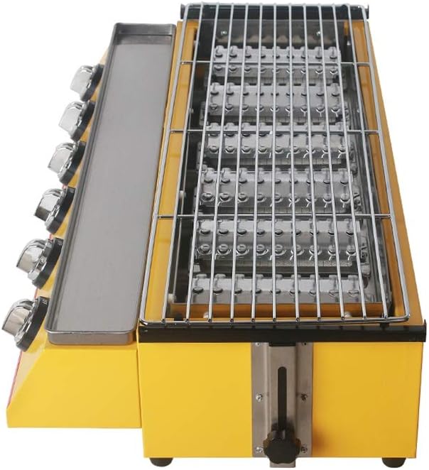 BBQ Grill Gas Barbecue 6 Burner Smokeless Roasting Tray Steel Outdoor Picnic Kitchen Tools(White-Dinosaur Doodle4)