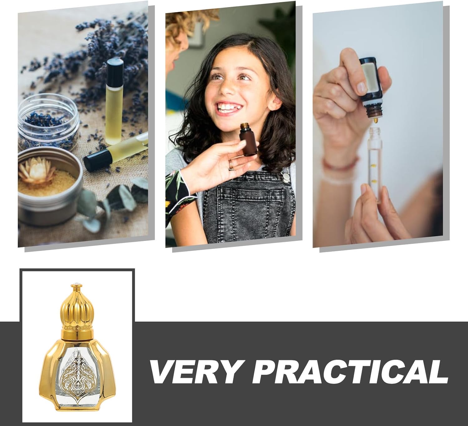 2pcs 10Ml Glass Roller Bottles for Perfume and Essential Oils, Portable Refillable Aroma Bottles with Gold Roller Balls, Household Cosmetic Accessory for Travel and Daily Use