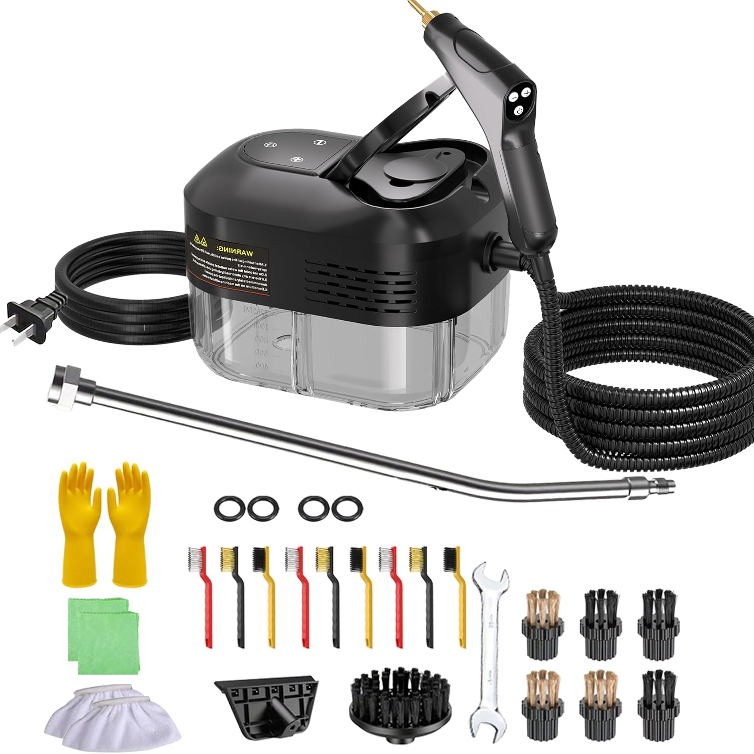 Household High-Temperature Steam Cleaner - Features a large-capacity water tank, one-touch steam control, suitable for kitchens, tiles, stovetops, bathrooms, and automobiles. (black more)