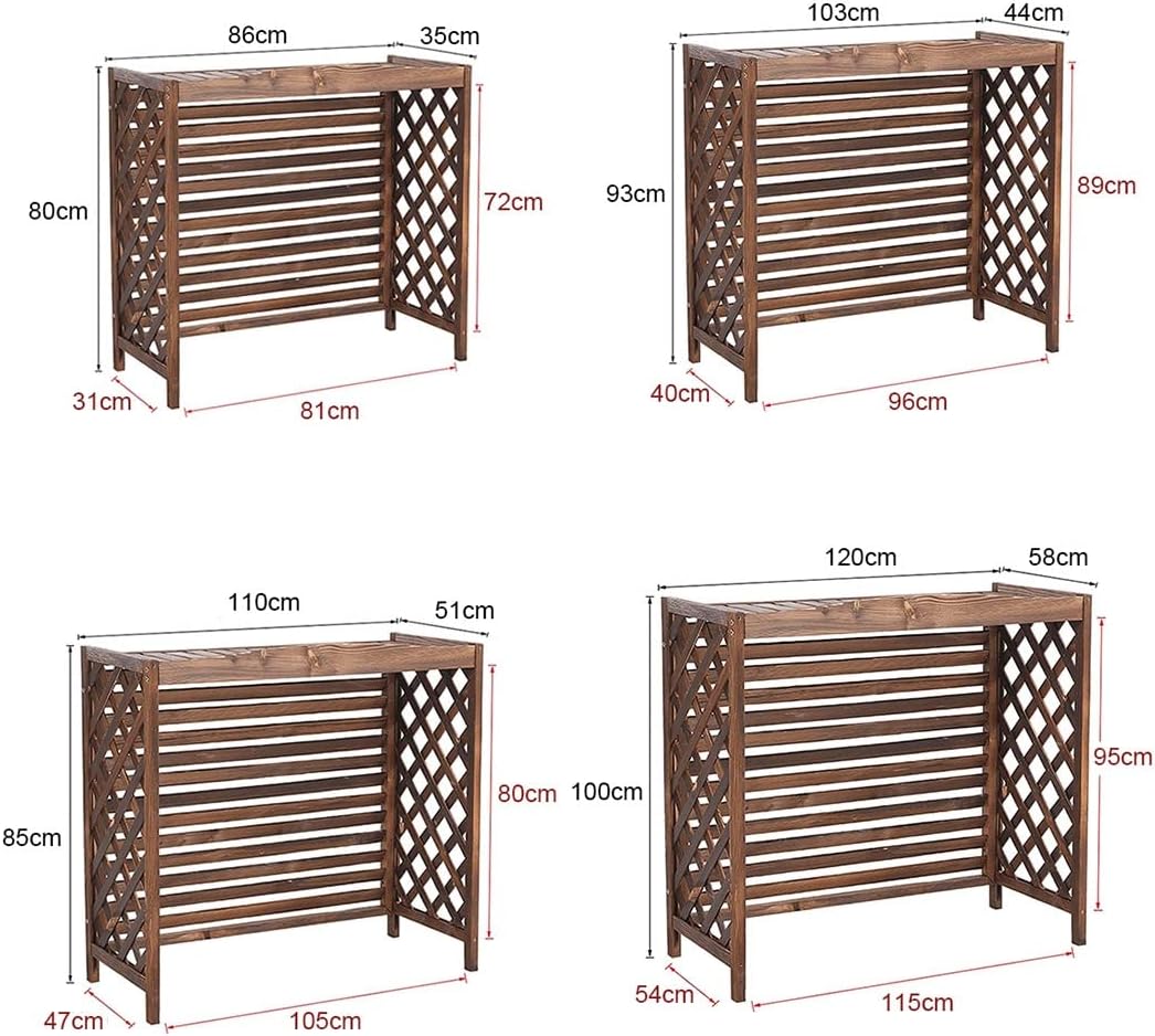 Air Conditioner Cover for Outside Units, Solid Wood Air Conditioning Flower Rack, Privacy Outdoor Screen, Louvered Plant Shelf for Balcony Garden Outdoor 103 * 44 * 93Cm