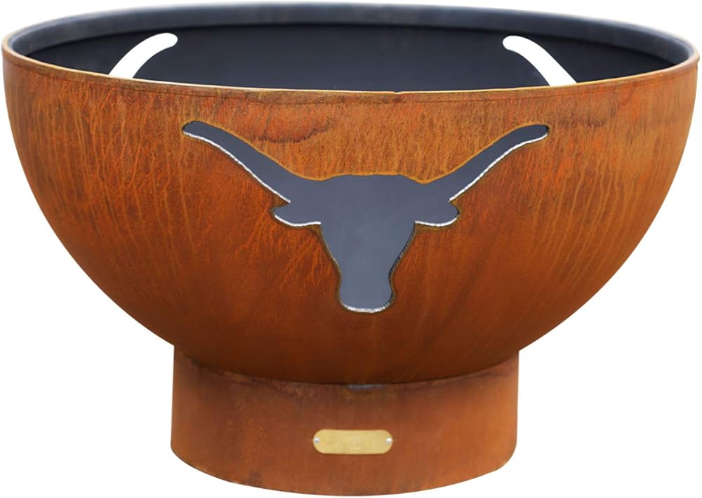 Fire Pit Art Long Horn Wood Burning Fire Pit Bowl Outdoor Patio Furniture Steel Firepit Iron Oxide Finish Portable Campfire