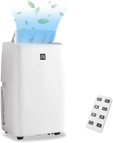 14000 BTUs Portable Air Conditioner Unit - Cools Rooms Up to 750 Sq. Ft., Remote Control, Sleep Mode, 24Hrs Timer, Quiet Operation