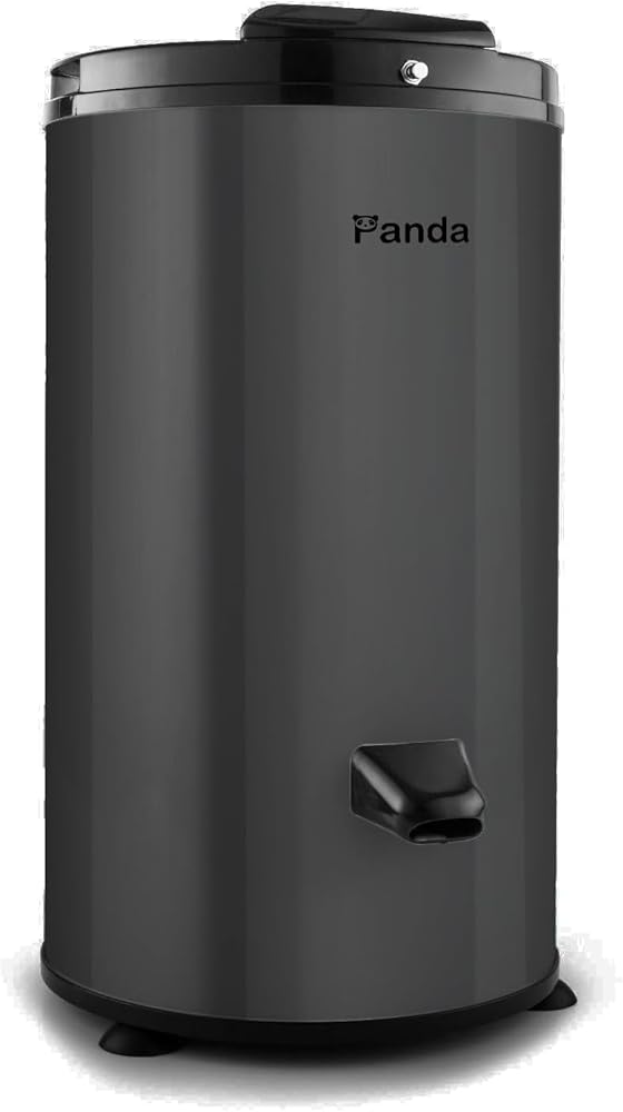 Panda 3200 RPM Portable Spin Dryer – 22lbs Capacity, Stainless Steel Drum & Outer Case, 110V – Sleek Dark Gray