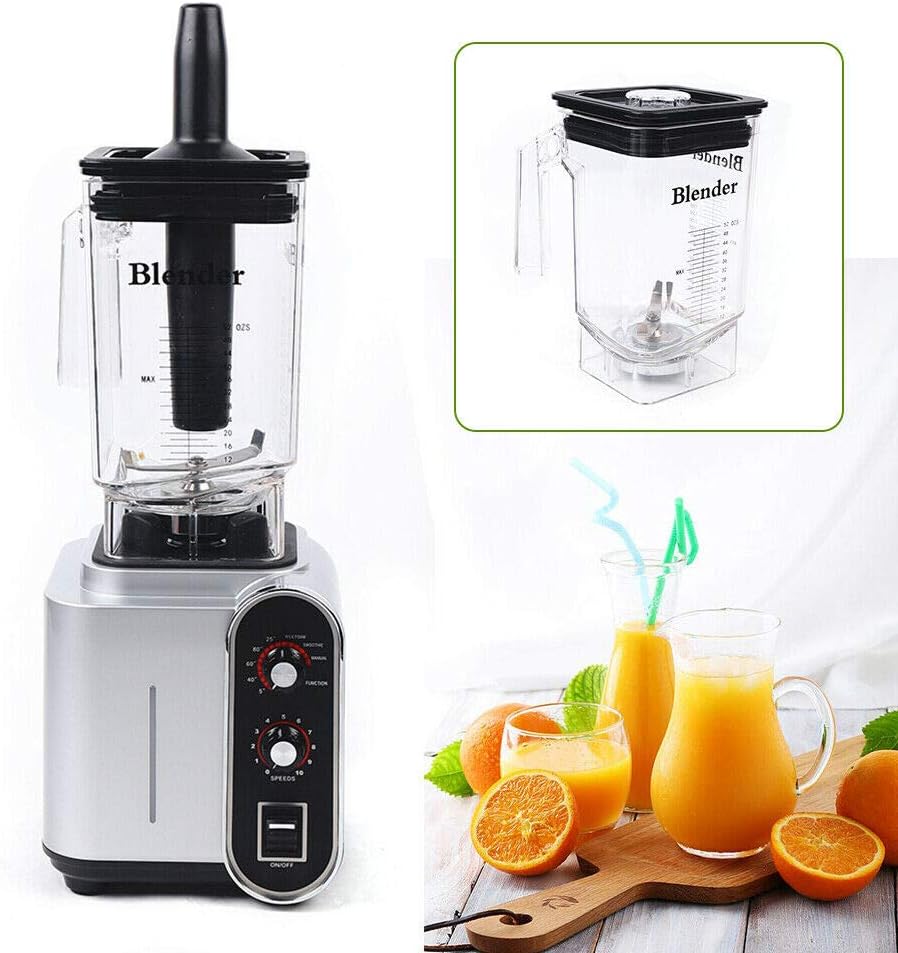 Commercial Blender for Smoothies, 2200W Commercial Blender with Soundproof Shield 50.72 Oz Capacity, 10 Time Settings & Power-Off Protection Setting Food Pusher Blenders for Kitchen Restaurant