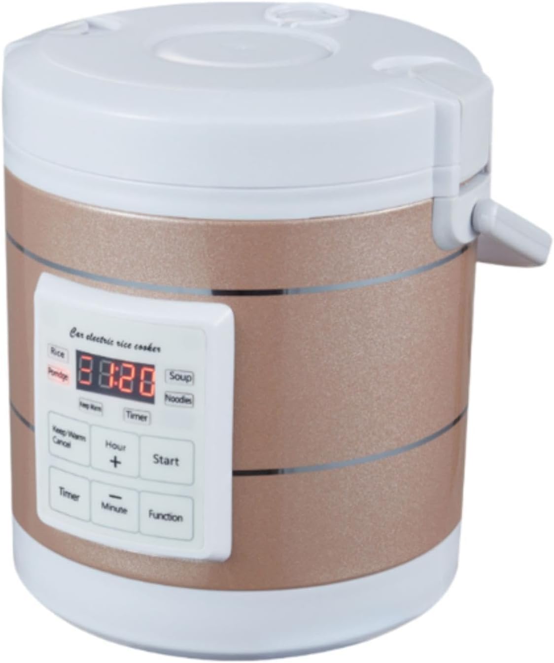 Mini Car Rice Cooker Soup Porridge Cooking Machine Convenient Small-size 1.6L Versatile Car Electrical Appliance for Trucks, Gold
