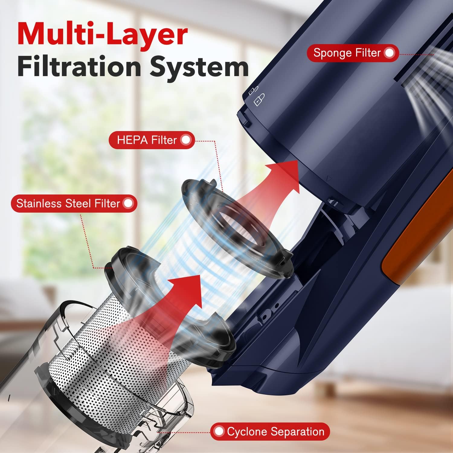 whall Cordless Vacuum Cleaner, 25kPa Suction 280W Brushless 4 in 1 Foldable Cordless Stick Vacuum Cleaner,8-Cell Battery up to 55 Mins Runtime,Lightweight Vacuum for Home Hard Floor Carpet Pets Hair