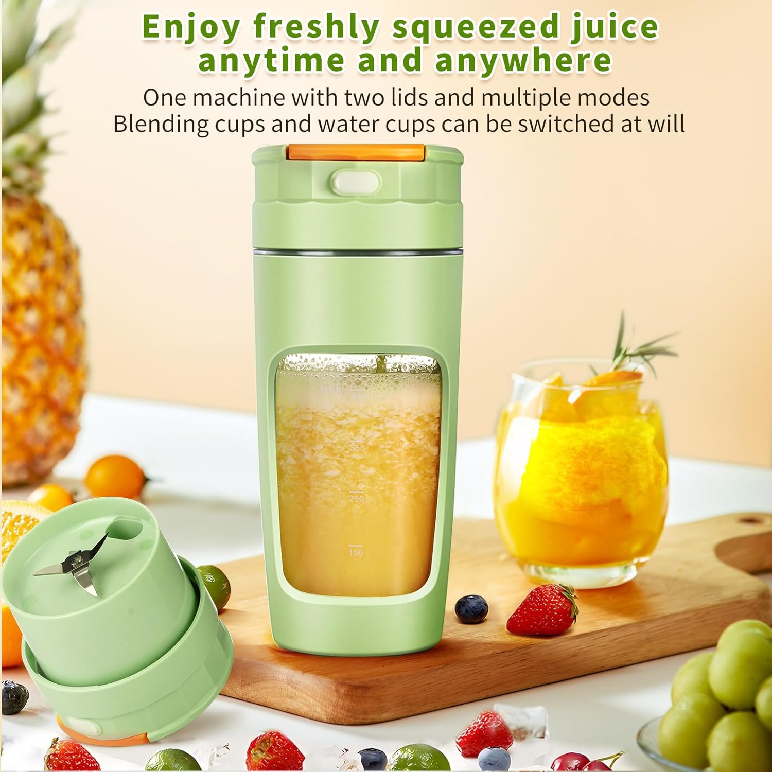 Portable Blender Cup - 20 oz(600ml) Large Capacity, Travel Personal Size Blender for Shakes and Smoothies.High-Speed Multi-Blade Design | Personal Size, BPA-Free & Leakproof