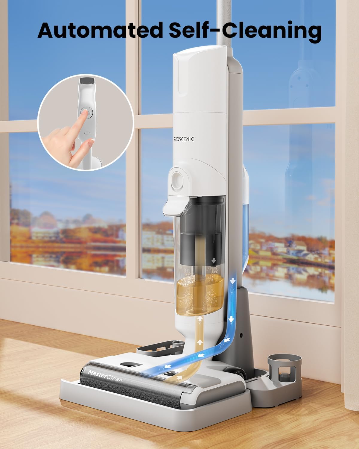 Proscenic F10 Pro Cordless Wet Dry Vacuum Cleaner, Vacuum and Mop Combo with One-Button Auto Self-Cleaning, 3-in-1 Vacuum Mop for Hard Floors, High-Capacity Dual Tanks, Edge Clean, Ease of Use