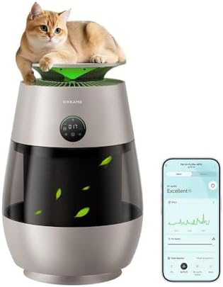 ‌Dreame Pet Air Purifier AP10 for Home Large Room, Cleans 5,386 ft² in One Hour, Smart Air Cleaner with 360° Visual Collection of Cat Hair, 3 Filters for Odor Purification, ‌Pet-Friendly Design, Glod