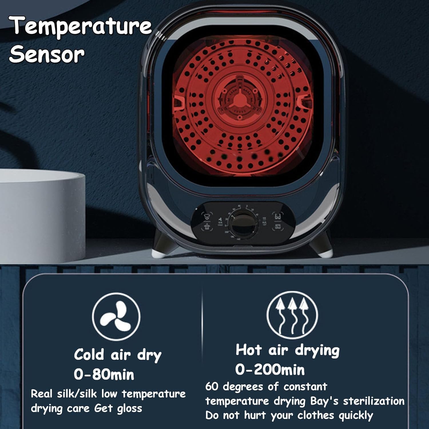 Mini Portable Condenser Dryer 5kg - Space-Saving Quick Drying Machine, Mini Dryer for Clothes, Ideal for Apartments, Dorms & Travel Use