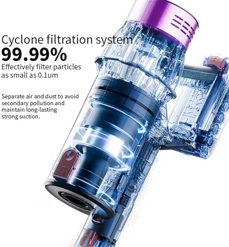 Cordless Stick Vacuum Cleaner 40kPa Suction 40min Runtime Touch Screen Wall Mountable Charging Stand for Home Use